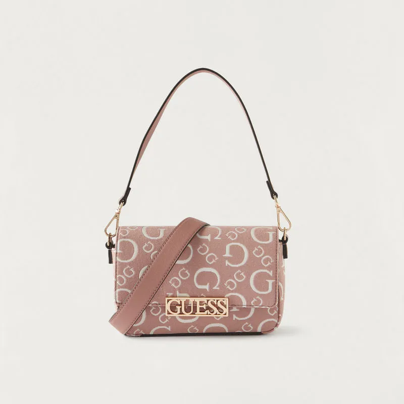 G.U.E.S.S Bellatrix Mini Crossbody Bag with Flap Closure and Detachable Strap