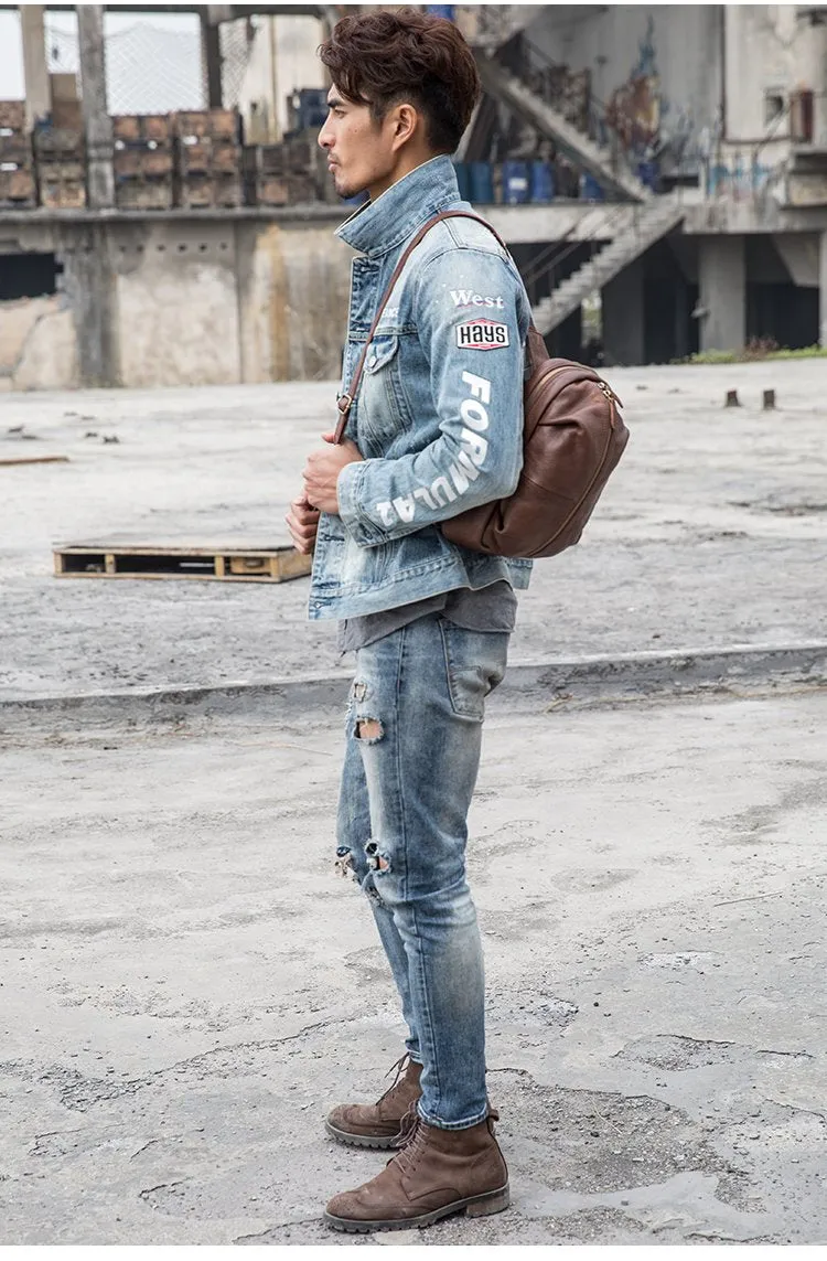Handmade Brown Leather Mens Sling Bag Sling Pack Chest Bag Black One Shoulder Backpack for Men