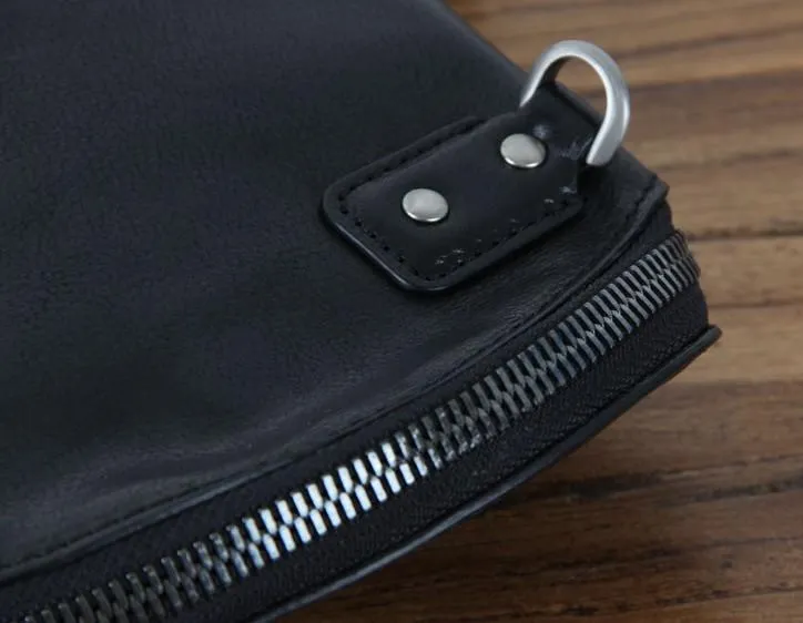 Handmade Genuine Leather Mens Cool Chest Bag Sling Bag Crossbody Bag Travel Bag Hiking Bag for men