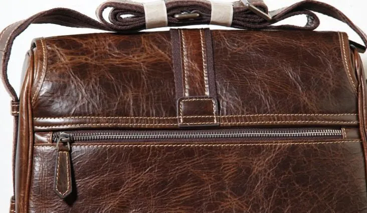 Handmade Genuine Leather Mens Cool Messenger Bag Sling Bag Chest Bag Bike Bag Cycling Bag for men