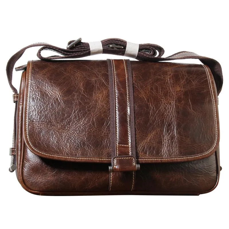 Handmade Genuine Leather Mens Cool Messenger Bag Sling Bag Chest Bag Bike Bag Cycling Bag for men