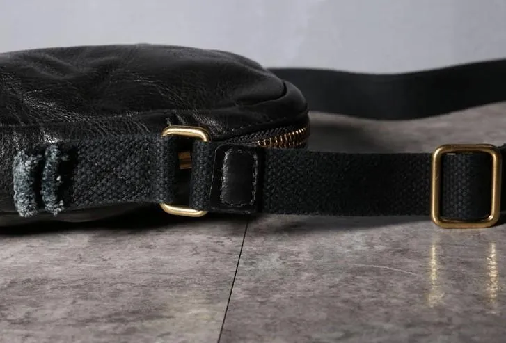 Handmade Genuine Leather Mens Cool Messenger Bag Sling Bag Chest Bag Bike Bag Cycling Bag for men