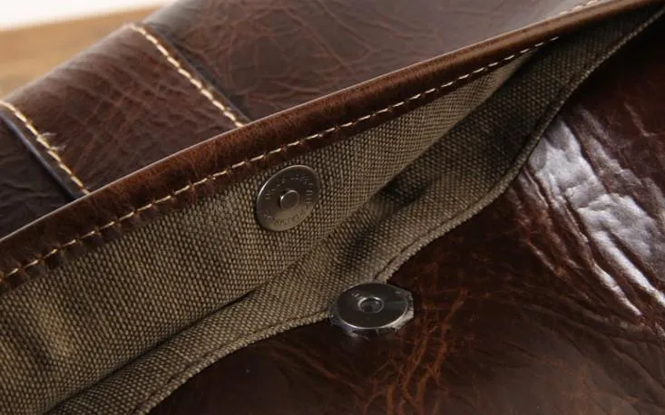 Handmade Genuine Leather Mens Cool Messenger Bag Sling Bag Chest Bag Bike Bag Cycling Bag for men