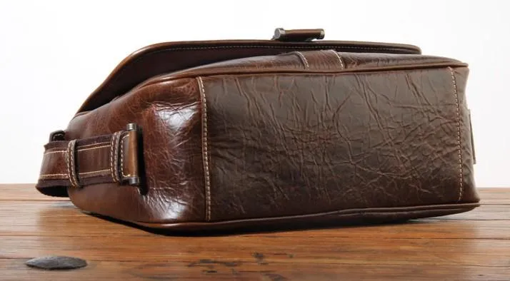 Handmade Genuine Leather Mens Cool Messenger Bag Sling Bag Chest Bag Bike Bag Cycling Bag for men