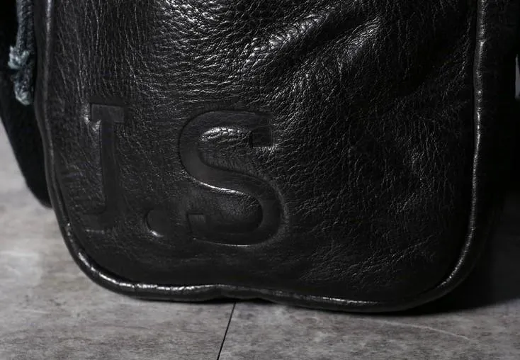 Handmade Genuine Leather Mens Cool Messenger Bag Sling Bag Chest Bag Bike Bag Cycling Bag for men