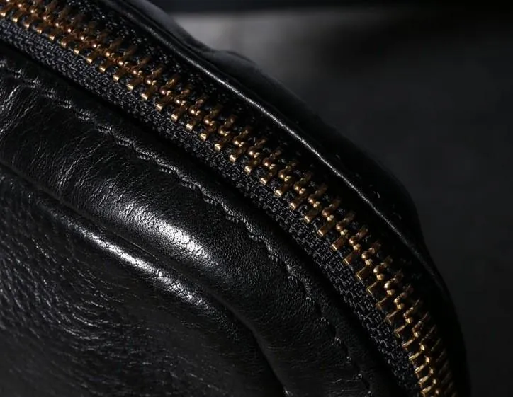 Handmade Genuine Leather Mens Cool Messenger Bag Sling Bag Chest Bag Bike Bag Cycling Bag for men