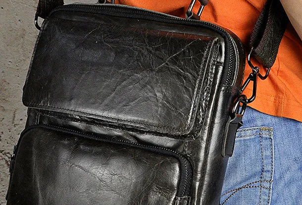Handmade Genuine Leather Messenger Mens Cool Sling Bag Large Travel Bag Hiking Bag for Men