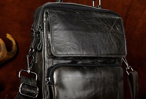 Handmade Genuine Leather Messenger Mens Cool Sling Bag Large Travel Bag Hiking Bag for Men
