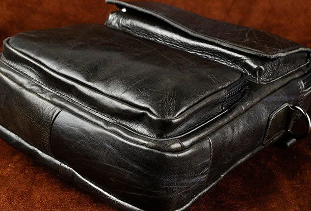 Handmade Genuine Leather Messenger Mens Cool Sling Bag Large Travel Bag Hiking Bag for Men