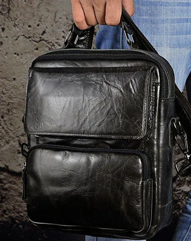 Handmade Genuine Leather Messenger Mens Cool Sling Bag Large Travel Bag Hiking Bag for Men