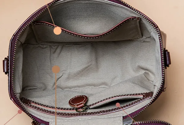 Handmade Genuine Leather Round Handbag Bag Crossbody Bag Shoulder Bag Purse For Women