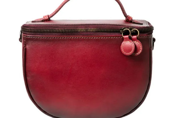 Handmade Genuine Leather Round Handbag Bag Crossbody Bag Shoulder Bag Purse For Women