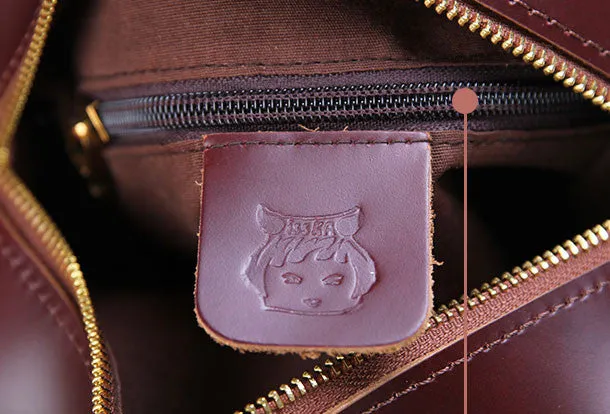 Handmade handbag purse leather round crossbody bag purse shoulder bag for women