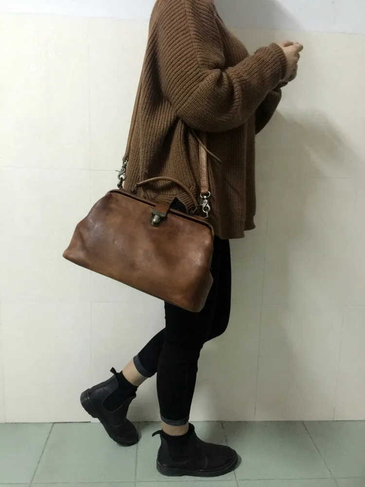 Handmade Leather doctor bag purse for women leather shoulder bag crossbody bag