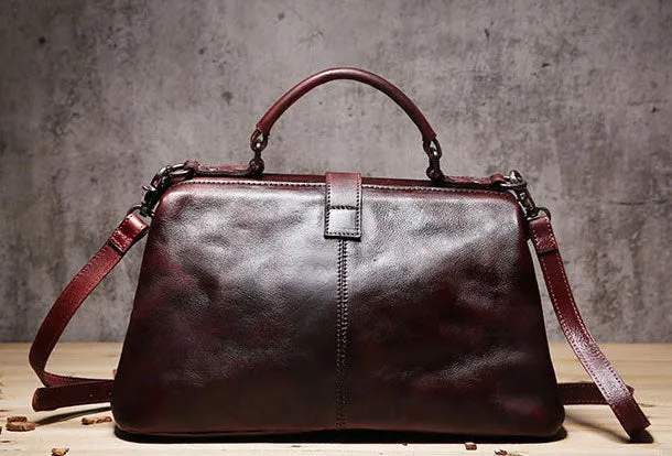 Handmade Leather doctor bag purse for women leather shoulder bag crossbody bag