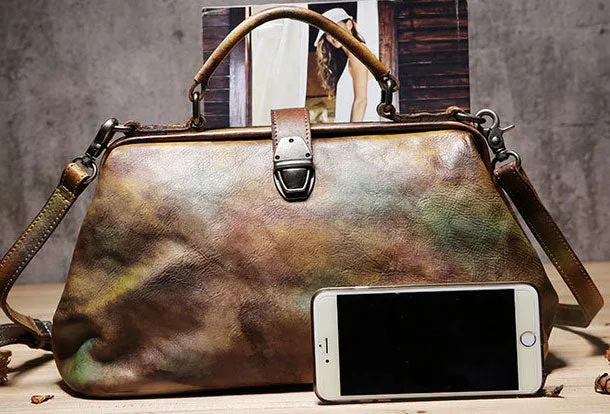 Handmade Leather doctor bag purse for women leather shoulder bag crossbody bag