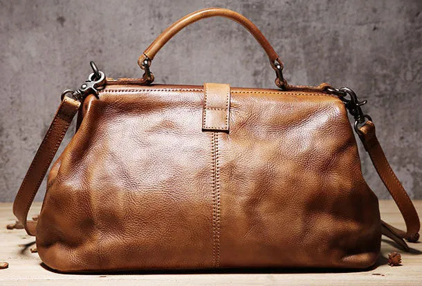 Handmade Leather doctor bag purse for women leather shoulder bag crossbody bag