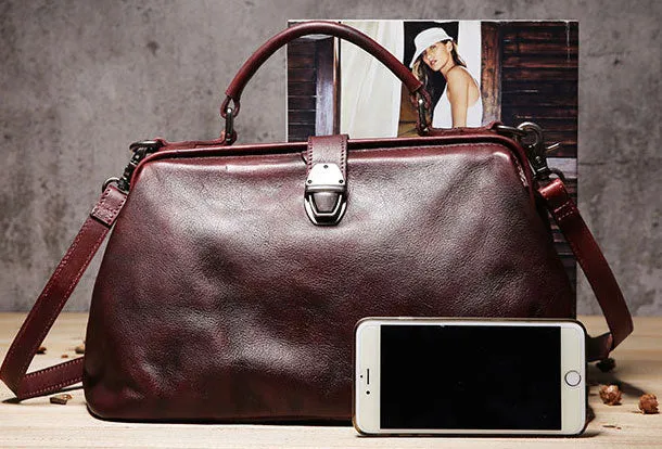 Handmade Leather doctor bag purse for women leather shoulder bag crossbody bag