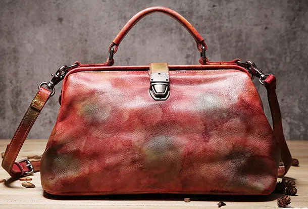 Handmade Leather doctor bag purse for women leather shoulder bag crossbody bag