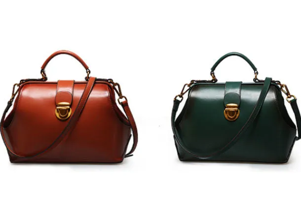 Handmade Leather handbag doctor bag shoulder bag for women leather bag