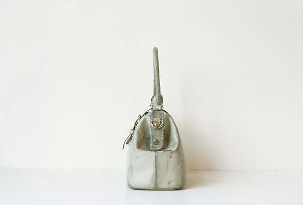 Handmade leather handbag Green doctor bag shoulder bag cossbody bag purse women