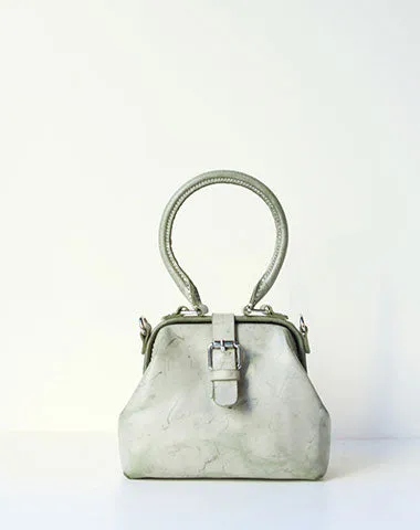 Handmade leather handbag Green doctor bag shoulder bag cossbody bag purse women