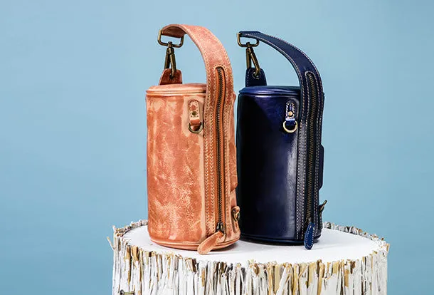 Handmade Leather Handbag Purse Bucket Bag Round Circle Bag Crossbody Bag Shoulder Bag Purse For Women