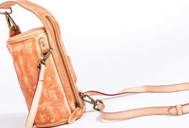 Handmade Leather Handbag Purse Bucket Bag Round Circle Bag Crossbody Bag Shoulder Bag Purse For Women