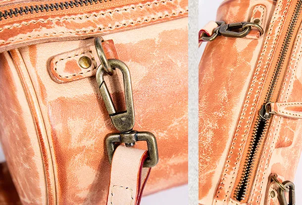 Handmade Leather Handbag Purse Bucket Bag Round Circle Bag Crossbody Bag Shoulder Bag Purse For Women