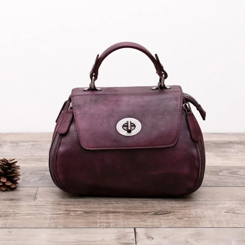 Handmade Leather handbag purse doctor bag shoulder bag for women leather shopper bag