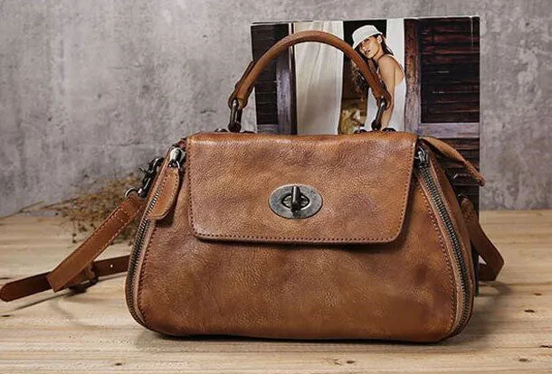 Handmade Leather handbag purse doctor bag shoulder bag for women leather shopper bag