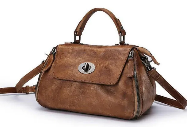 Handmade Leather handbag purse doctor bag shoulder bag for women leather shopper bag