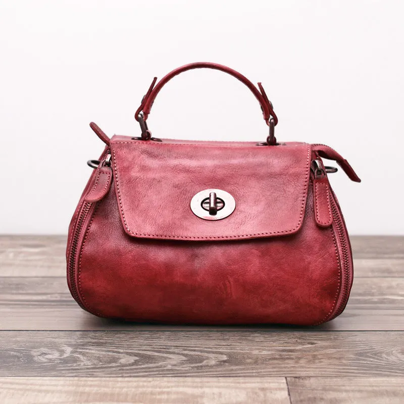 Handmade Leather handbag purse doctor bag shoulder bag for women leather shopper bag