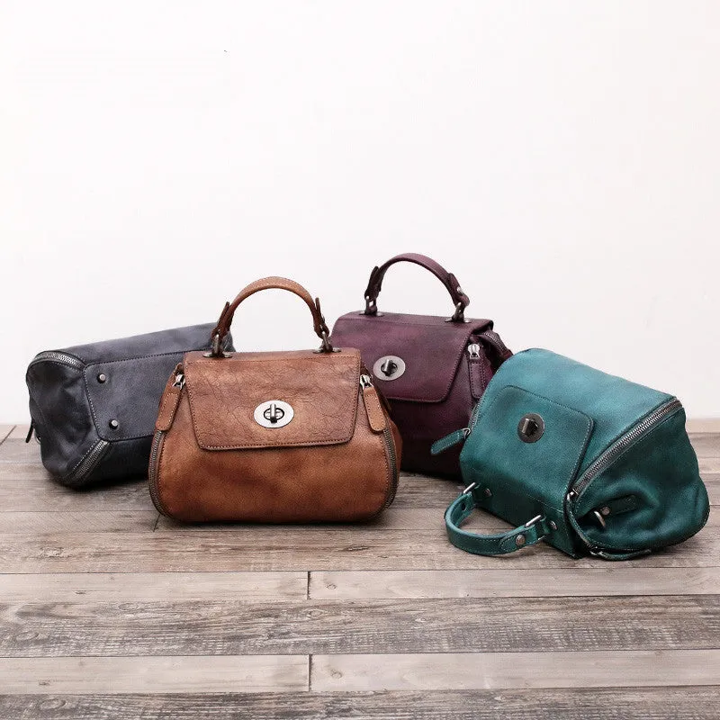 Handmade Leather handbag purse doctor bag shoulder bag for women leather shopper bag
