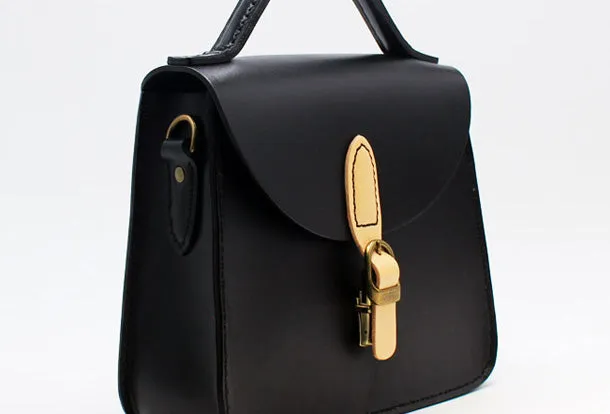 Handmade Leather Handbag Round Bag Purse Crossbody Shoulder Bag for Girl Women Lady
