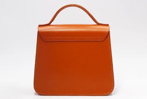 Handmade Leather Handbag Round Bag Purse Crossbody Shoulder Bag for Girl Women Lady