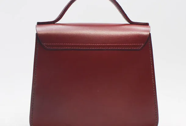 Handmade Leather Handbag Round Bag Purse Crossbody Shoulder Bag for Girl Women Lady