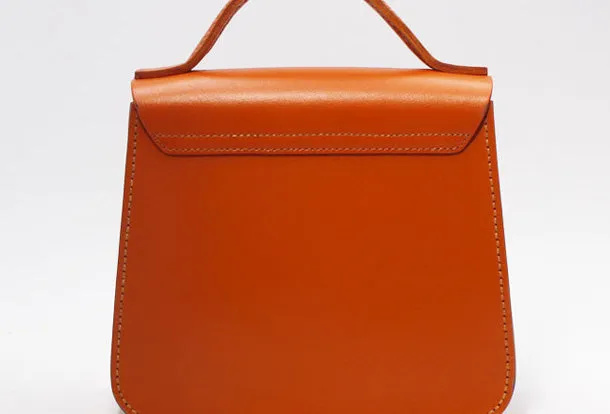 Handmade Leather Handbag Round Bag Purse Crossbody Shoulder Bag for Girl Women Lady