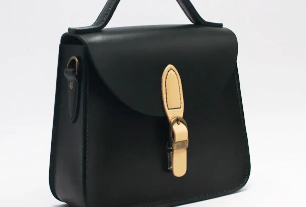 Handmade Leather Handbag Round Bag Purse Crossbody Shoulder Bag for Girl Women Lady