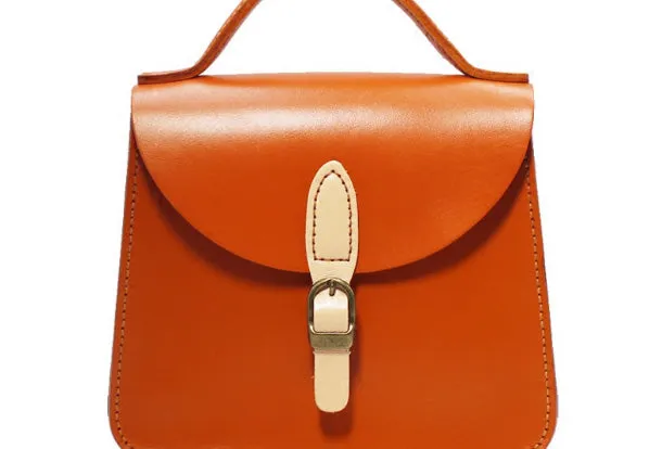 Handmade Leather Handbag Round Bag Purse Crossbody Shoulder Bag for Girl Women Lady