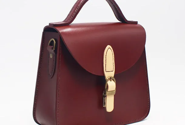 Handmade Leather Handbag Round Bag Purse Crossbody Shoulder Bag for Girl Women Lady