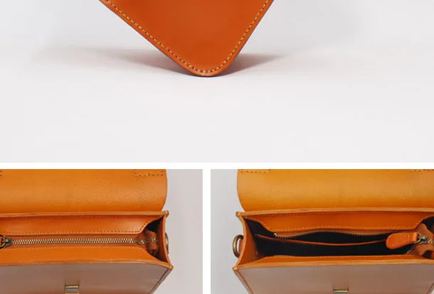 Handmade Leather Handbag Round Bag Purse Crossbody Shoulder Bag for Girl Women Lady