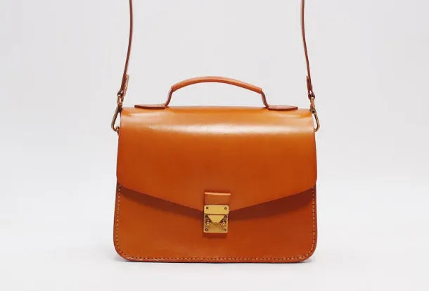 Handmade Leather Handbag Round Purse Crossbody Shoulder Bag for Girl Women Lady