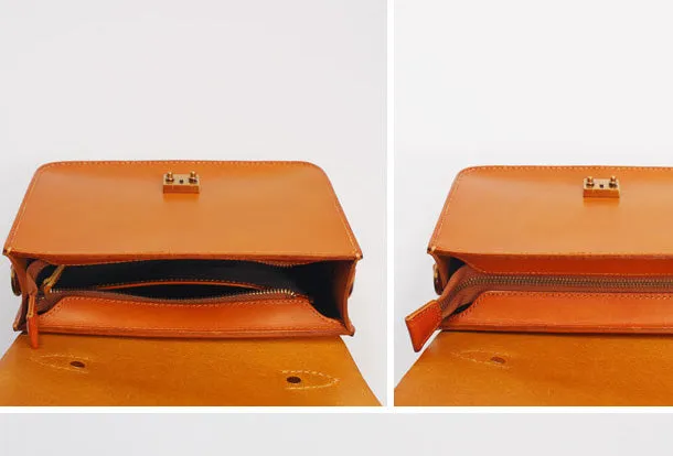 Handmade Leather Handbag Round Purse Crossbody Shoulder Bag for Girl Women Lady