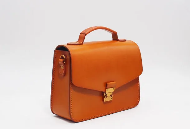 Handmade Leather Handbag Round Purse Crossbody Shoulder Bag for Girl Women Lady