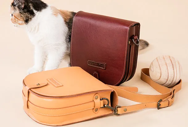 Handmade Leather Purse Saddle Bag Round Circle Bag Messenger Bag Crossbody Bag Shoulder Bag Purse For Women
