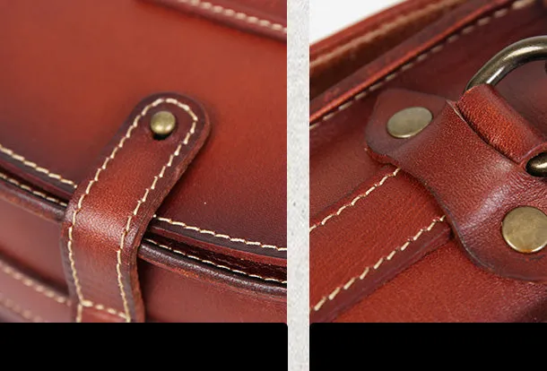 Handmade Leather Purse Saddle Bag Round Circle Bag Messenger Bag Crossbody Bag Shoulder Bag Purse For Women
