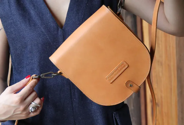 Handmade Leather Purse Saddle Bag Round Circle Bag Messenger Bag Crossbody Bag Shoulder Bag Purse For Women