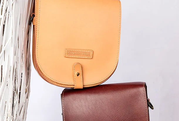 Handmade Leather Purse Saddle Bag Round Circle Bag Messenger Bag Crossbody Bag Shoulder Bag Purse For Women