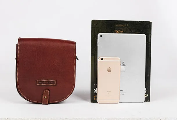 Handmade Leather Purse Saddle Bag Round Circle Bag Messenger Bag Crossbody Bag Shoulder Bag Purse For Women
